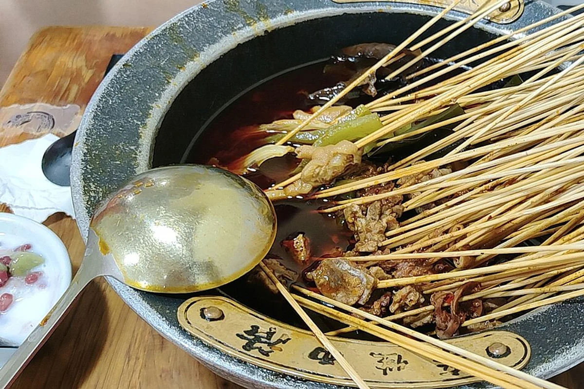 Chengdu bobo chicken skewers in seasoned chilli oil