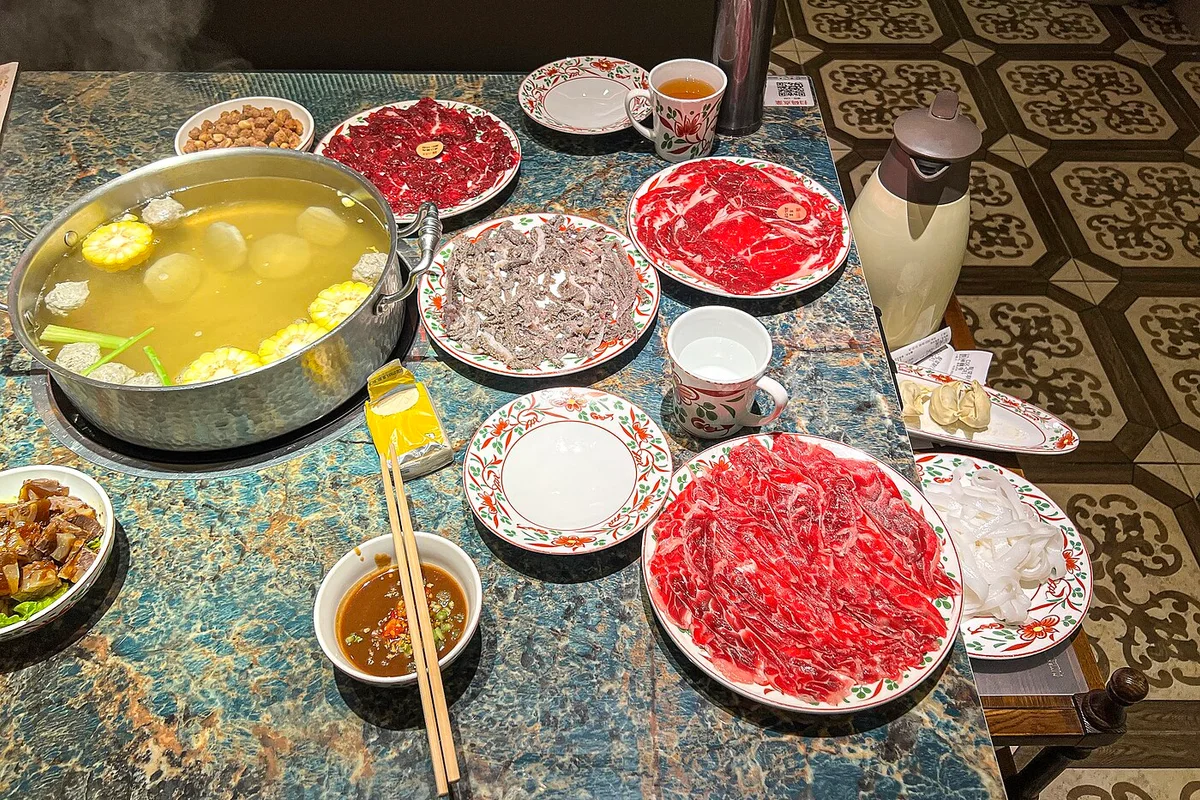 Chaoshan beef hot pot with sliced fresh beef