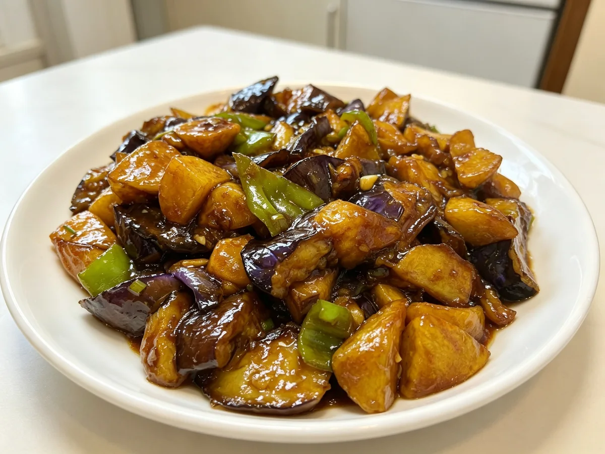 Di san xian with potato, eggplant and green pepper
