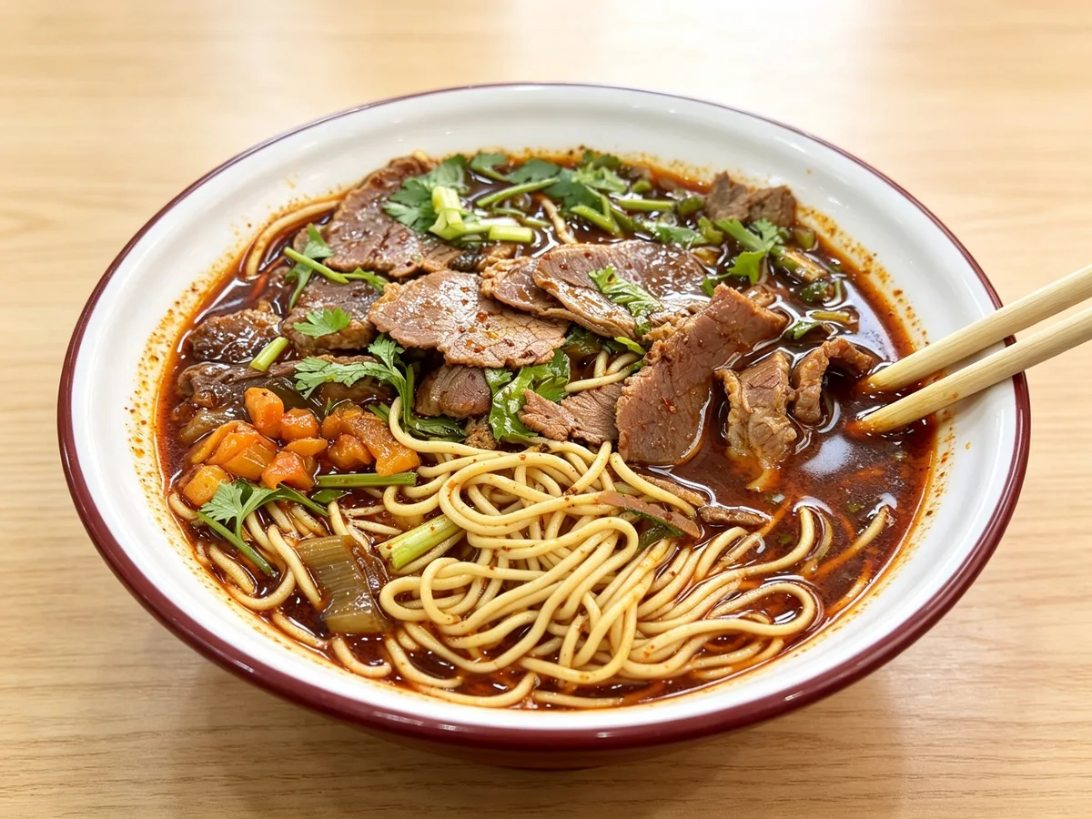 A bowl of Xiangyang beef noodles